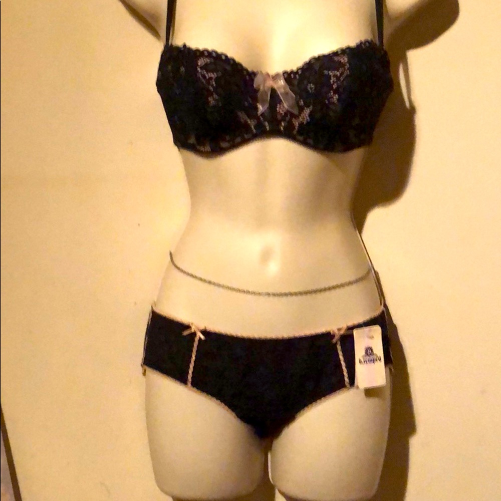 Black and Cream Bra/Panty